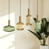 American retro glass chandelier, creative minimalist restaurant, bedside bar, balcony, coffee shop, study, dark green chandelier full image